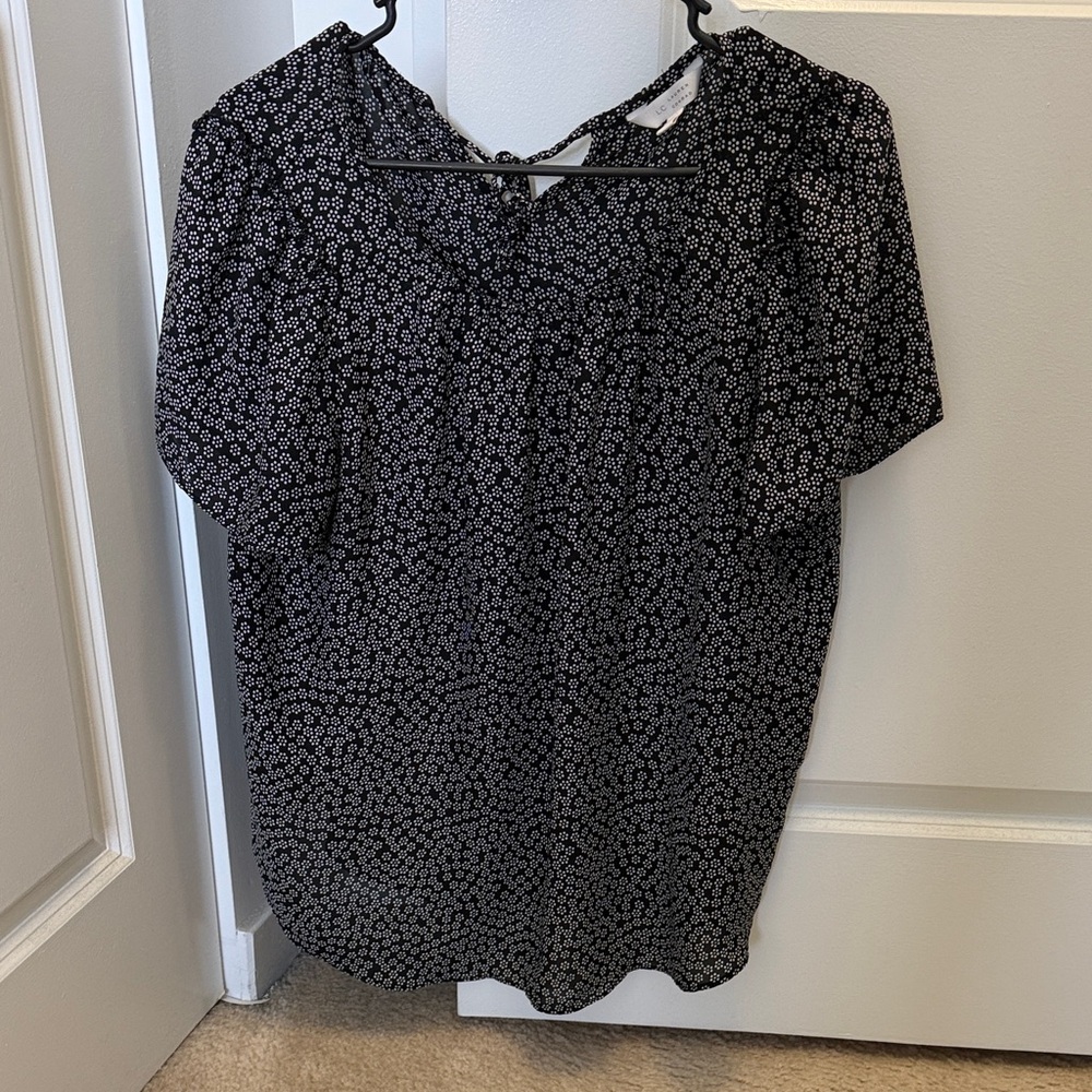 Women’s Black Floral Short-Sleeve Blouse - Lauren Conrad